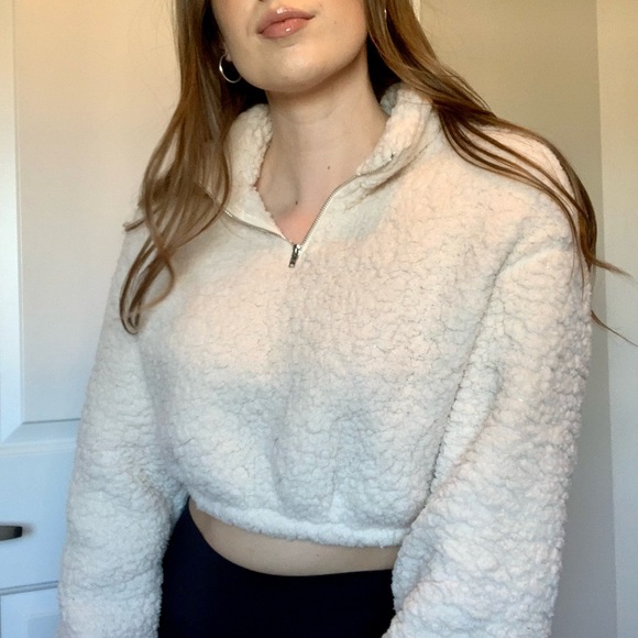 SHEIN Tops - Cropped Sherpa Quarter Zip